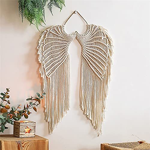 "Heavenly Elegance: Angel Wings Woven Hanging Décor"