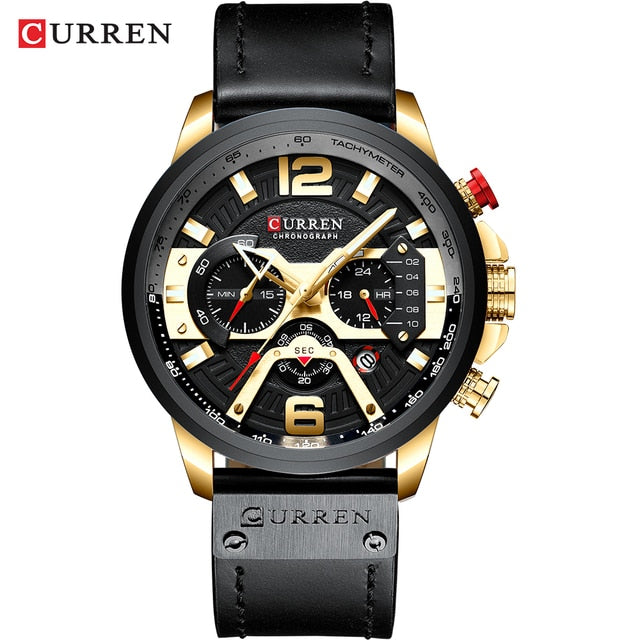 CURREN™ Military Leather Chronograph Wristwatch