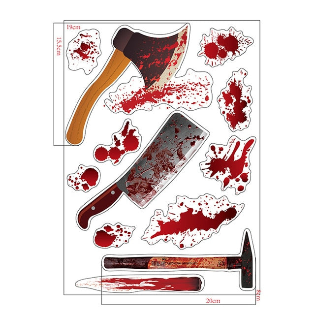 "Hauntingly Horrific: Bloody Handprint Halloween Stickers"