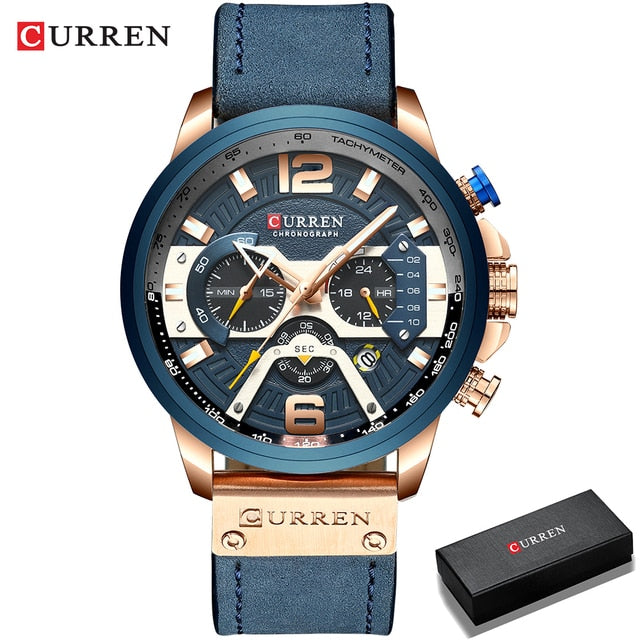 CURREN™ Military Leather Chronograph Wristwatch