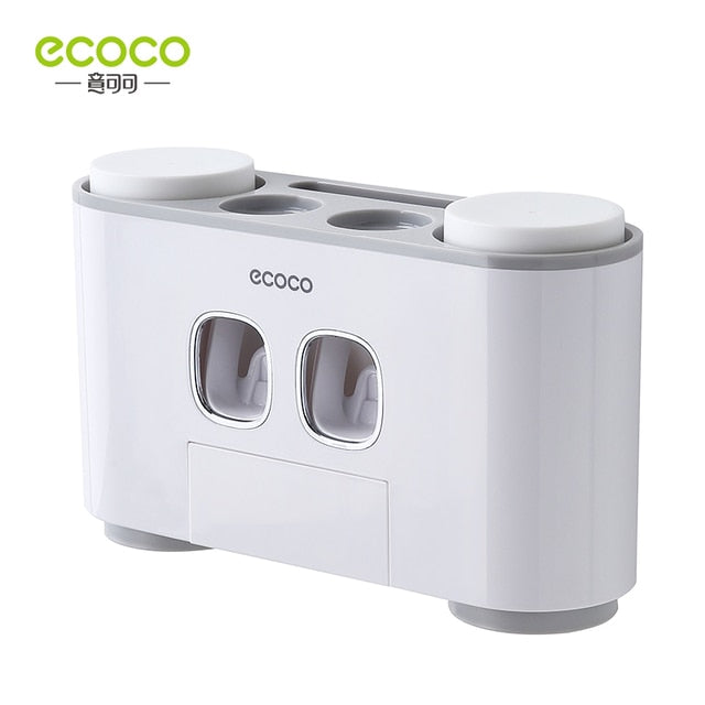 ECOCO Wall Mount Automatic Toothpaste Squeezer Dispenser and Toothbrush Holder