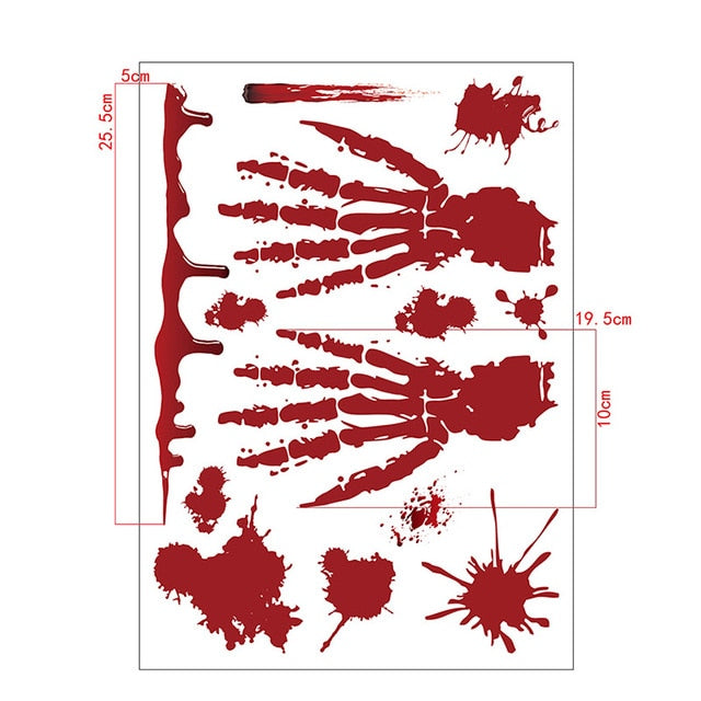 "Hauntingly Horrific: Bloody Handprint Halloween Stickers"