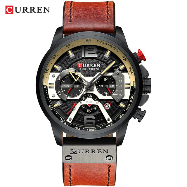 CURREN™ Military Leather Chronograph Wristwatch