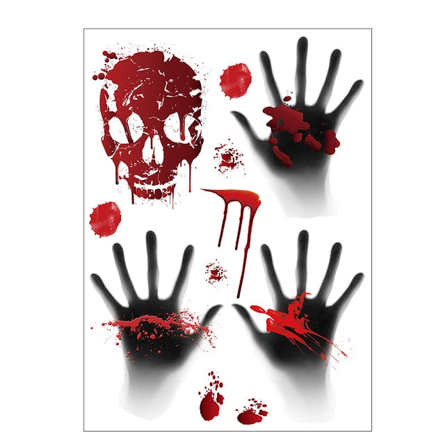 "Hauntingly Horrific: Bloody Handprint Halloween Stickers"