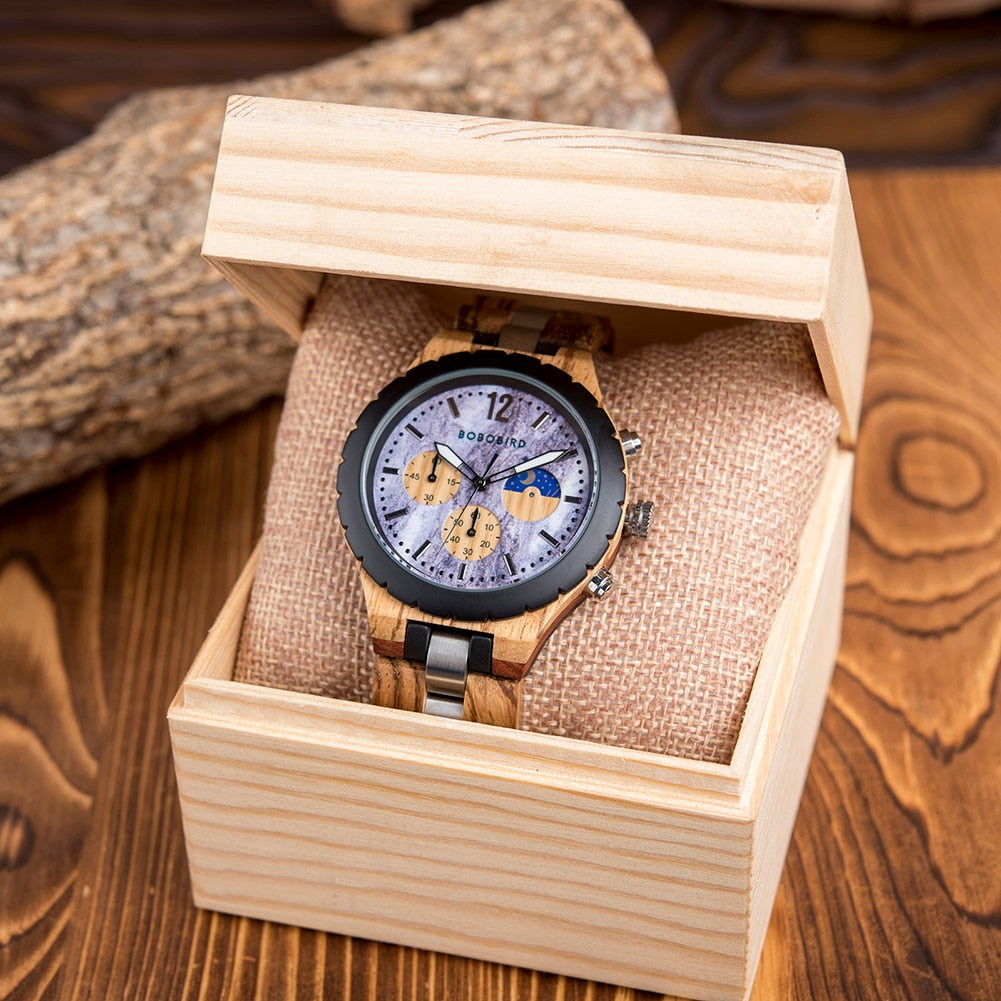 NATURESS™ Luxury Wooden Chronograph Watch for Men