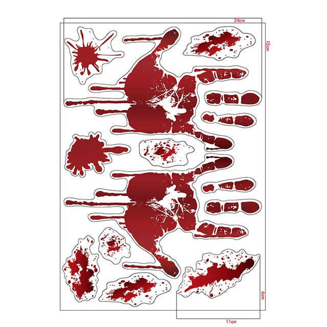 "Hauntingly Horrific: Bloody Handprint Halloween Stickers"