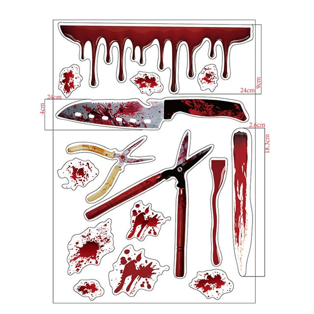 "Hauntingly Horrific: Bloody Handprint Halloween Stickers"