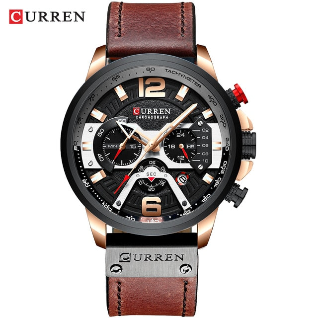 CURREN™ Military Leather Chronograph Wristwatch