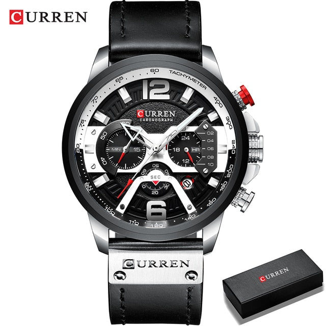 CURREN™ Military Leather Chronograph Wristwatch