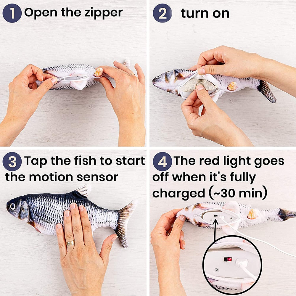 "PawsPlay™ Interactive Electronic Floppy Fish Toy"