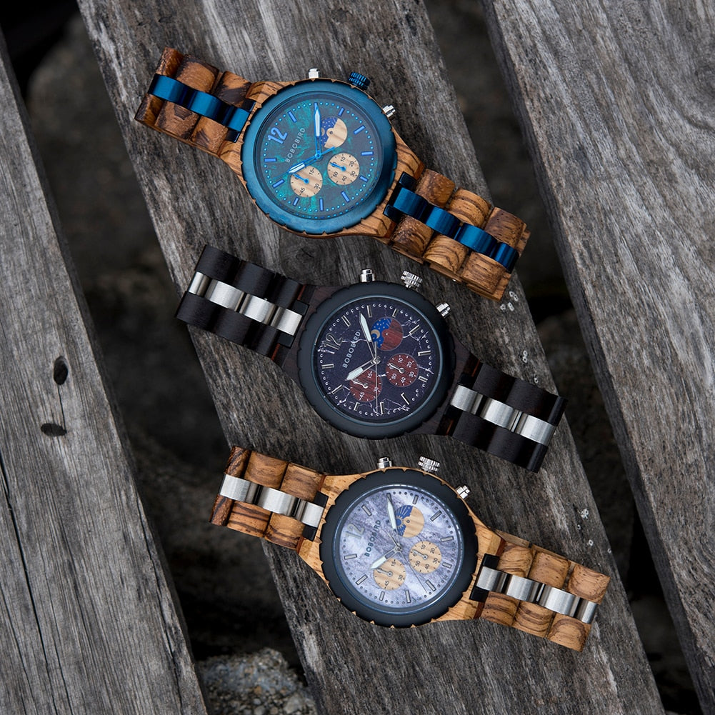 NATURESS™ Luxury Wooden Chronograph Watch for Men