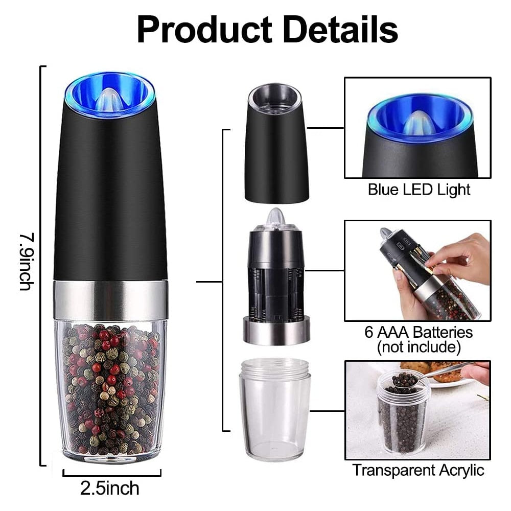 MLID™  Electric Pepper Mill Stainless Steel Set