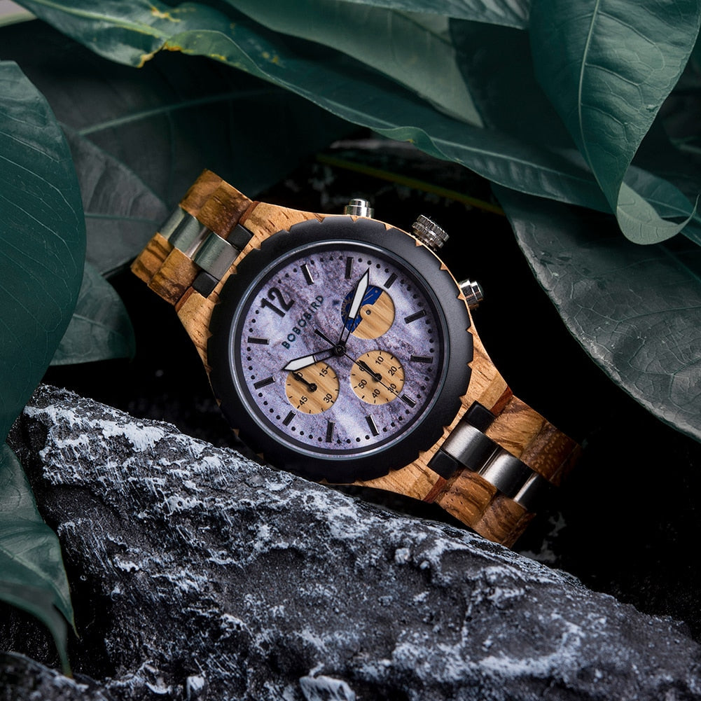 NATURESS™ Luxury Wooden Chronograph Watch for Men