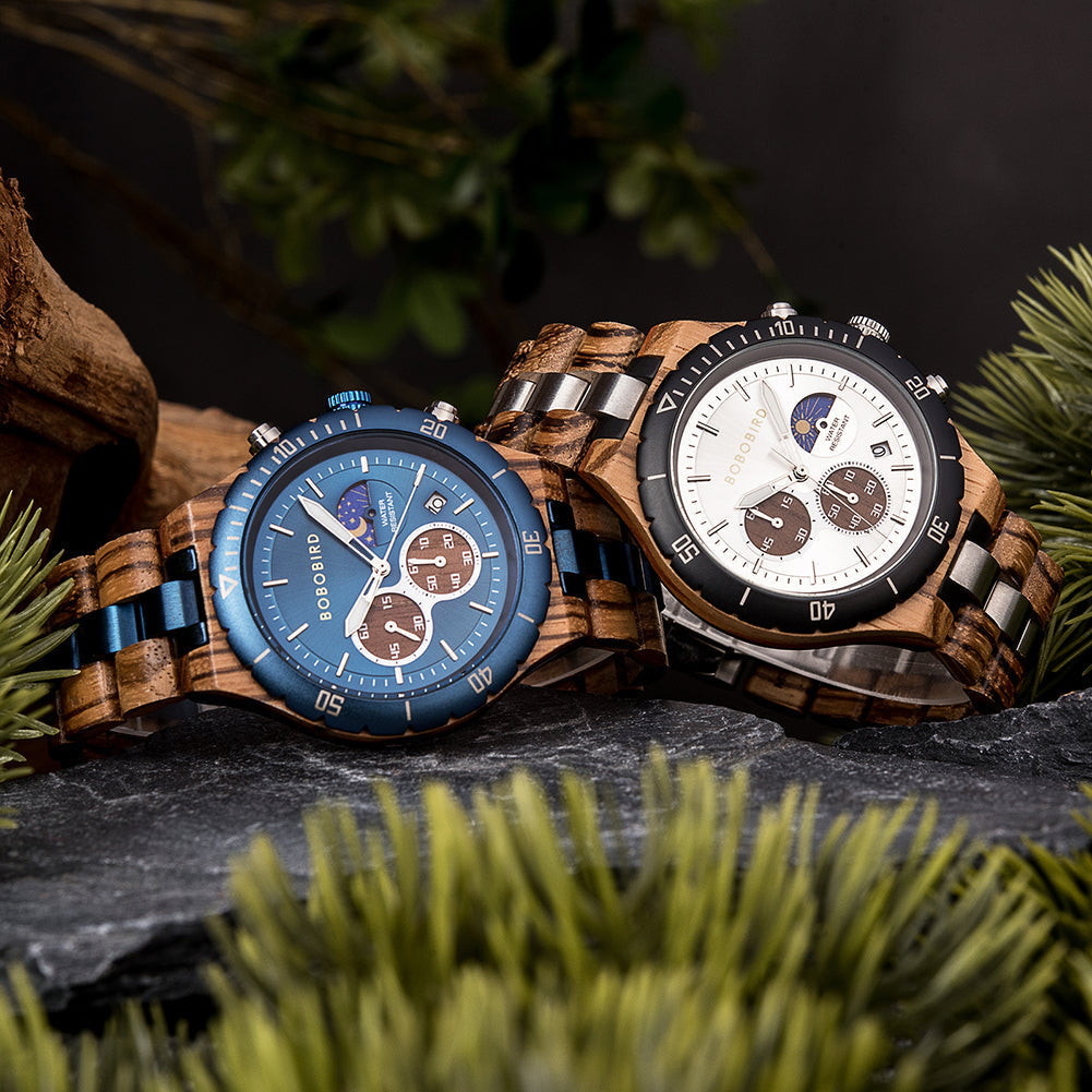 NATURESS™ Luxury Wooden Chronograph Watch for Men