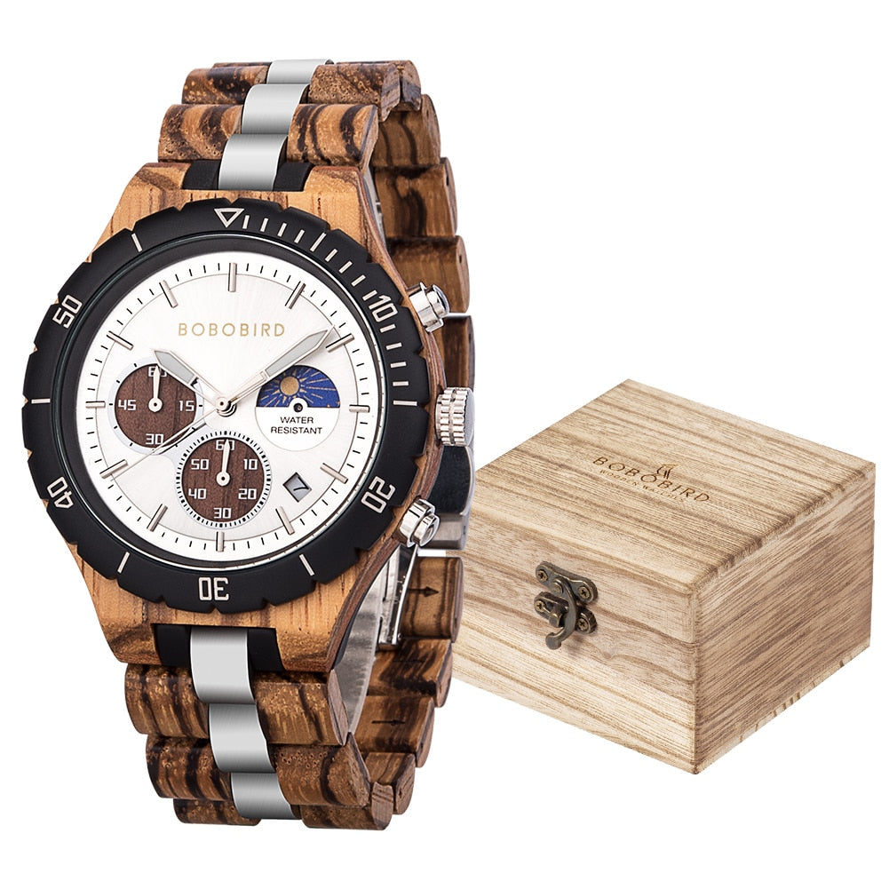 NATURESS™ Luxury Wooden Chronograph Watch for Men