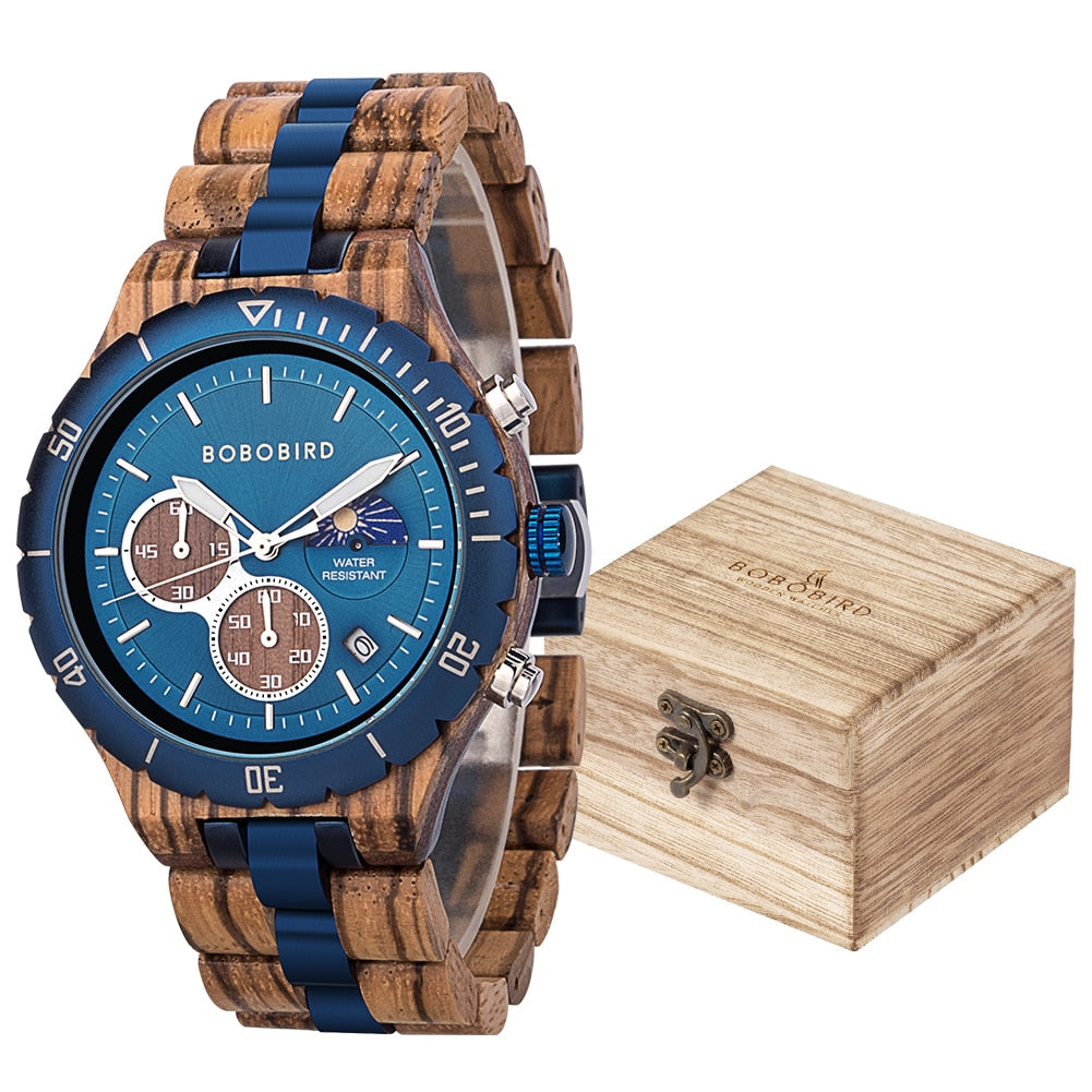 NATURESS™ Luxury Wooden Chronograph Watch for Men