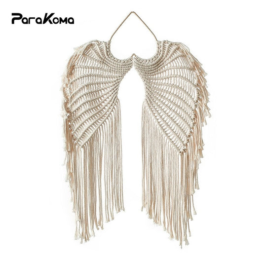 "Heavenly Elegance: Angel Wings Woven Hanging Décor"