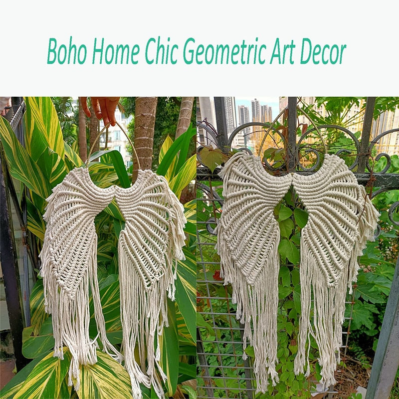 "Heavenly Elegance: Angel Wings Woven Hanging Décor"