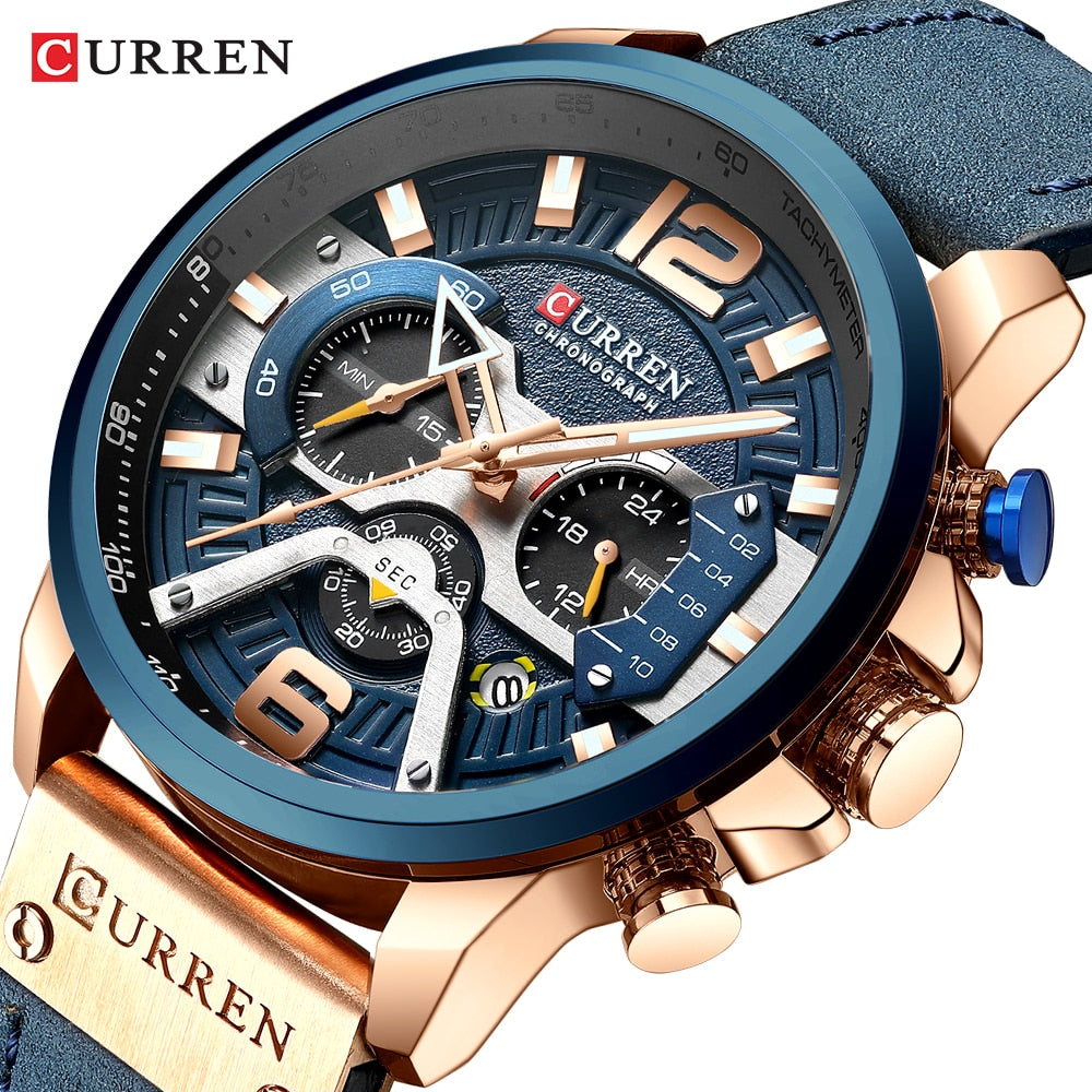 CURREN™ Military Leather Chronograph Wristwatch